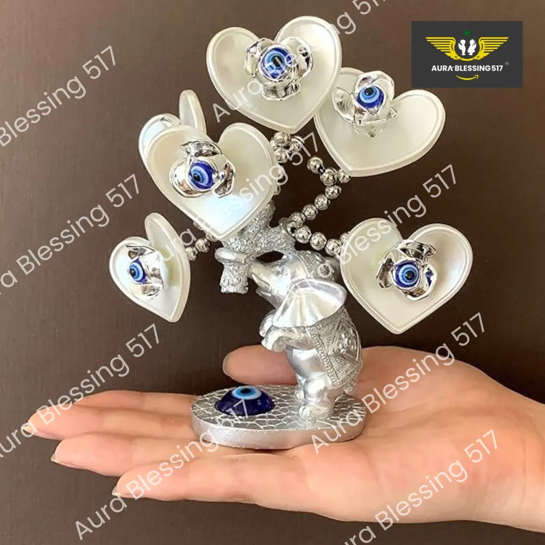 Betterdecor Mini Turkish Nazar Blue Evil Eye Lucky Tree with Elephant Design — view 3 of 4