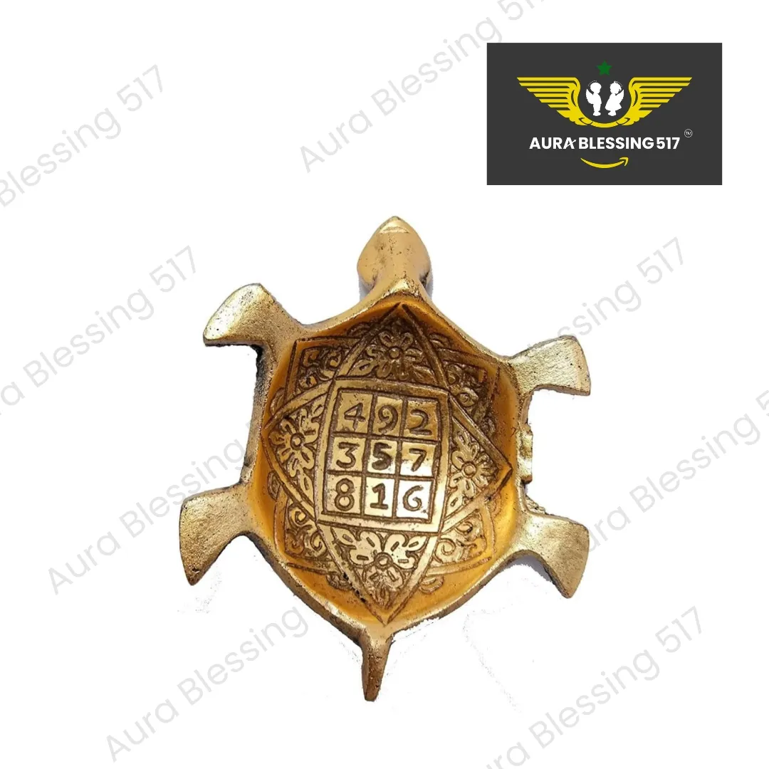 Metal Feng Shui Golden Tortoise on Glass Plate - 5.5 inches — view 2 of 6
