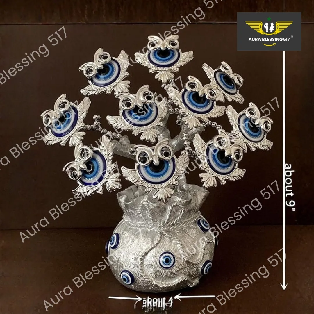 Turkish Blue Evil Eye with Ten Owls in Wealth Bag — view 2 of 3