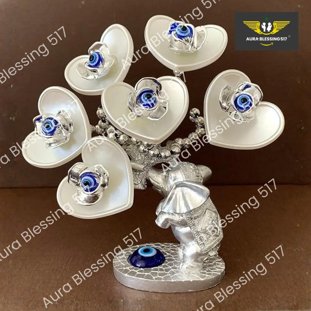 Betterdecor Mini Turkish Nazar Blue Evil Eye Lucky Tree with Elephant Design — view 2 of 4