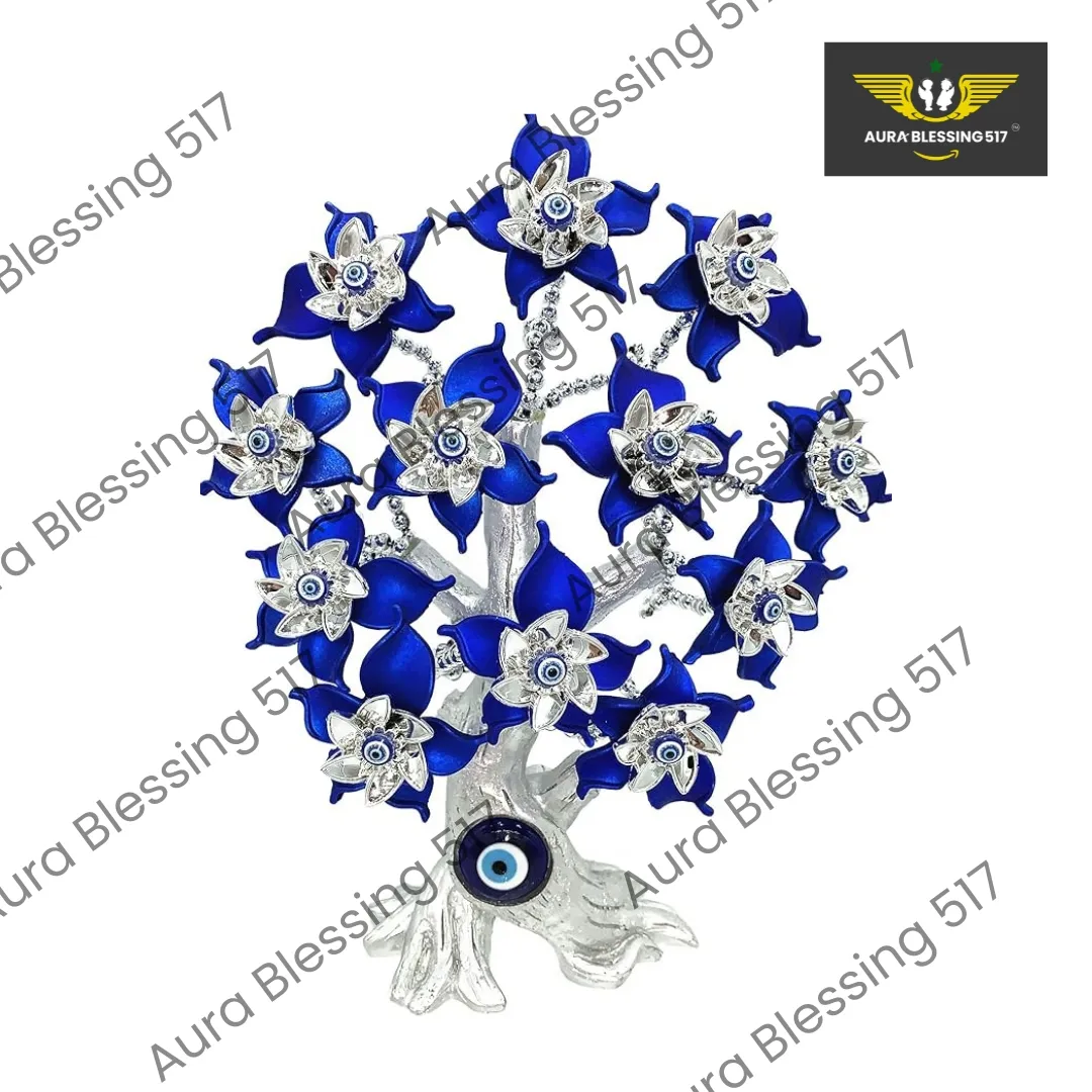 Blue Evil Eye Turkish Nazar Money Fortune Lucky Tree Design